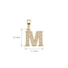 M Harfi Zirkon Taşlı Minimal Kolye Ucu  - 14k Altın Kaplama - 11 x 16 mm