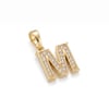 M Harfi Zirkon Taşlı Minimal Kolye Ucu  - 14k Altın Kaplama - 11 x 16 mm