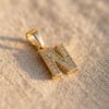 N Harfi Zirkon Taşlı Minimal Kolye Ucu  - 14k Altın Kaplama - 8 x 17 mm
