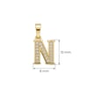 N Harfi Zirkon Taşlı Minimal Kolye Ucu  - 14k Altın Kaplama - 8 x 17 mm