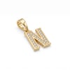 N Harfi Zirkon Taşlı Minimal Kolye Ucu  - 14k Altın Kaplama - 8 x 17 mm