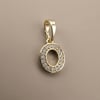 O Harfi Zirkon Taşlı Minimal Kolye Ucu  - 14k Altın Kaplama - 8 x 16 mm