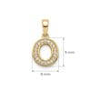 O Harfi Zirkon Taşlı Minimal Kolye Ucu  - 14k Altın Kaplama - 8 x 16 mm