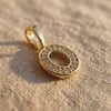 O Harfi Zirkon Taşlı Minimal Kolye Ucu  - 14k Altın Kaplama - 8 x 16 mm