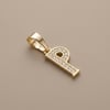 P Harfi Zirkon Taşlı Minimal Kolye Ucu  - 14k Altın Kaplama - 6 x 18 mm