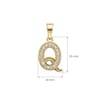Q Harfi Zirkon Taşlı Minimal Kolye Ucu  - 14k Altın Kaplama - 8 x 17 mm