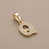 Q Harfi Zirkon Taşlı Minimal Kolye Ucu  - 14k Altın Kaplama - 8 x 17 mm
