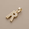 R Harfi Zirkon Taşlı Minimal Kolye Ucu  - 14k Altın Kaplama - 8 x 17 mm