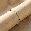 Renkli Mineli Top Bileklik - 14K Altın Rengi Kaplama, 17+3 cm