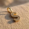 S Harfi Zirkon Taşlı Minimal Kolye Ucu  - 14k Altın Kaplama - 7 x 17 mm