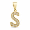 S Harfi Zirkon Taşlı Minimal Kolye Ucu  - 14k Altın Kaplama - 7 x 17 mm