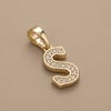 S Harfi Zirkon Taşlı Minimal Kolye Ucu  - 14k Altın Kaplama - 7 x 17 mm