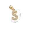 S Harfi Zirkon Taşlı Minimal Kolye Ucu  - 14k Altın Kaplama - 7 x 17 mm