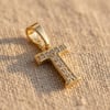 T Harfi Zirkon Taşlı Minimal Kolye Ucu  - 14k Altın Kaplama - 8 x 16 mm