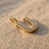 U Harfi Zirkon Taşlı Minimal Kolye Ucu  - 14k Altın Kaplama - 9 x 17 mm