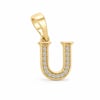 U Harfi Zirkon Taşlı Minimal Kolye Ucu  - 14k Altın Kaplama - 9 x 17 mm