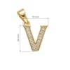 V Harfi Zirkon Taşlı Minimal Kolye Ucu  - 14k Altın Kaplama - 9 x 16 mm