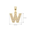 W Harfi Zirkon Taşlı Minimal Kolye Ucu  - 14k Altın Kaplama - 12 x 16 mm