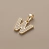W Harfi Zirkon Taşlı Minimal Kolye Ucu  - 14k Altın Kaplama - 12 x 16 mm
