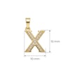 X Harfi Zirkon Taşlı Minimal Kolye Ucu  - 14k Altın Kaplama - 10 x 17 mm