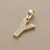 Y Harfi Zirkon Taşlı Minimal Kolye Ucu  - 14k Altın Kaplama - 8 x 17 mm