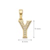 Y Harfi Zirkon Taşlı Minimal Kolye Ucu  - 14k Altın Kaplama - 8 x 17 mm