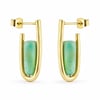 Yeşil Taşlı Küpe - 14k Altın Kaplama - 27 mm