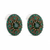 Yeşil Zirkon Taşlı Vintage Küpe - 925 Ayar Gümüş Çivili - Altın Rengi Kaplama - 18 mm