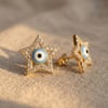 Yıldız Nazar Boncuklu Küpe - 14k Altın Rengi Kaplama, 1,5 cm