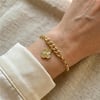 Yonca Charm Küba Zincir Bileklik - 14K Altın Rengi Kaplama, 17+3 cm