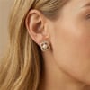 Yonca Form Halka İçinde İncili Küpe 14K Altın Rengi Kaplama, 1,8 cm