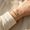 Yonca Uçlu Charm Hasır Zincir Bileklik - 14K Altın Rengi Kaplama,  19 cm