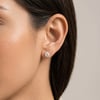 Yuvarlak Kesim Zirkon Tektaş Küpe - 14k Altın Kaplama - 6 mm