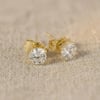 Yuvarlak Kesim Zirkon Tektaş Küpe - 14k Altın Kaplama - 6 mm