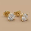 Yuvarlak Kesim Zirkon Tektaş Küpe - 14k Altın Kaplama - 6 mm