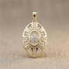 Zirkon Taş Detaylı Oval Kolye Ucu - 14k Altın Rengi Kaplama, 3 cm