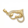 Zirkon Taşlı Kalp İçinde Anne Çocuk Kolye Ucu - 14k Altın Rengi Kaplama, 3 cm, 1,7 cm