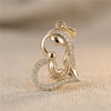 Zirkon Taşlı Kalp İçinde Anne Çocuk Kolye Ucu - 14k Altın Rengi Kaplama, 3 cm, 1,7 cm