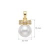 Zirkon Taşlı Kurdele Detaylı İnci Kolye Ucu  - 14k Altın Kaplama - 10 x 20 mm