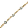 Zirkon Taşlı Nazar Boncuklu Oval Zincir Bileklik  - 14k Altın Kaplama - 19+3 cm