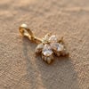 Zirkon Taşlı Yaprak Kolye Ucu  - 14k Altın Kaplama - 15 x 24 mm