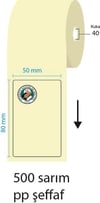 50x80 MM, PP Şeffaf, 1 Lİ, 40 MM, 500 AD.