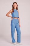 Kadın Crop Bluz Pantolon Takım M2774 Mavi