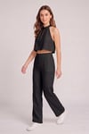 Kadın Crop Bluz Pantolon Takım M2774 Siyah
