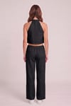 Kadın Crop Bluz Pantolon Takım M2774 Siyah