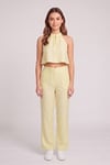 Kadın Crop Bluz Pantolon Takım M2774 Sarı