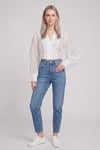 Kadın Fırfır Detaylı Crop Bluz M2814 Beyaz
