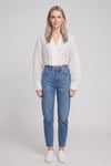 Kadın Fırfır Detaylı Crop Bluz M2814 Beyaz
