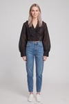 Kadın Fırfır Detaylı Crop Bluz M2814 Siyah