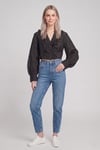 Kadın Fırfır Detaylı Crop Bluz M2814 Siyah